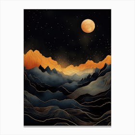 Moonlight In The Mountains 3 Canvas Print