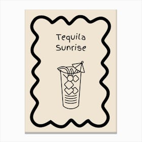 Tequila Sunrise Doodle Poster B&W Canvas Print