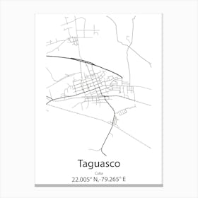 Taguasco,Cuba Minimalist Map Canvas Print