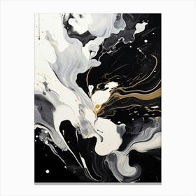 Fluidity Abstract Black And White 1 Canvas Print