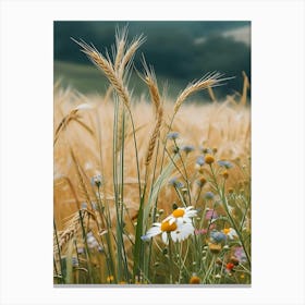 Wildflowers In A Wheat Field Canvas Print