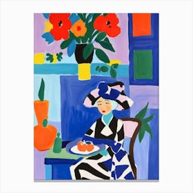 Lady At The Table 2 Canvas Print