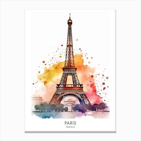 Paris France Watercolour Travel Poster 1 Canvas Print