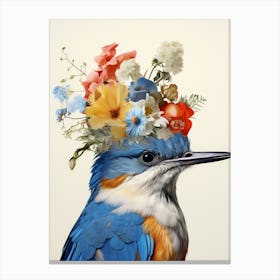 Bird With A Flower Crown Bluebird 3 Canvas Print