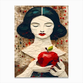 Woman And An Apple Canvas Print