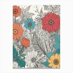 Doodle Flowers 10 Canvas Print