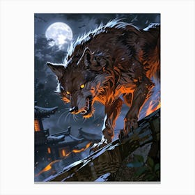 Wolf In The Night Canvas Print