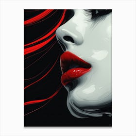 Cracked Realities: Red Ink Rendition Inspired by Chevrier and Gillen: Sexy Woman Canvas Print