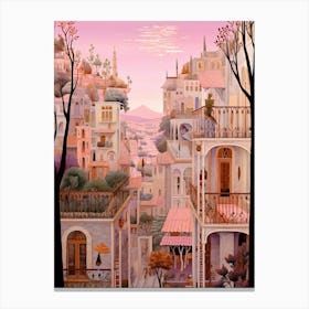 Haifa Israel 1 Vintage Pink Travel Illustration Canvas Print