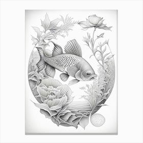 Hikari Moyo Koi Fish Haeckel Style Illustastration Canvas Print