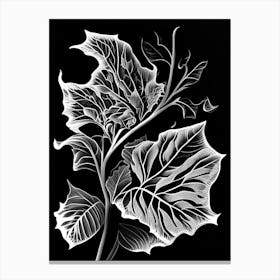 Nicotiana Leaf Linocut Canvas Print