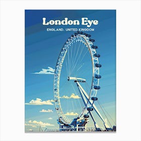 London England Millennium Wheel Digital Travel Illustration Canvas Print