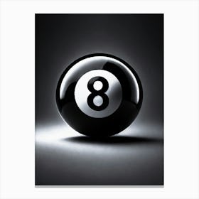 Billiard 8th Ball, Black And White Canvas Print