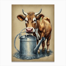 Watering Cow Canvas Print