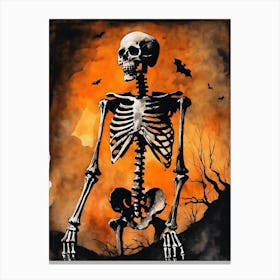 Vintage Halloween Gothic Skeleton Painting (29) Canvas Print