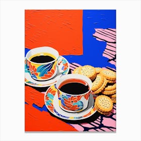 Coffee & Biscuits Oil Painting Style Canvas Print