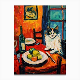 Wine, Lemons And A Cat Canvas Print