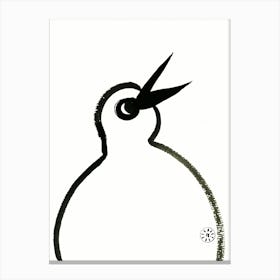 Angry Bird 34 - black and white minimal ink paper bird Canvas Print