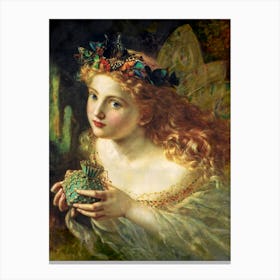 "Take the Fair Face of Woman, and Gently Suspending, With Butterflies, Flowers, and Jewels Attending, Thus Your Fairy is Made of Most Beautiful Things" c1860 by Sophie Anderson Canvas Print