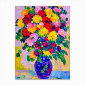 Chrysanthemum Floral Abstract Block Colour 2 Flower Canvas Print