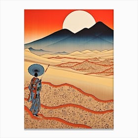 Tottori Sand Dunes, Japan Vintage Travel Art 3 Canvas Print