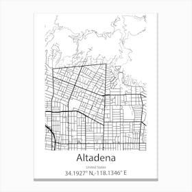 Altadena,United States Minimalist Map Canvas Print