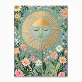 Golden Sun And Flowers Canvas Print