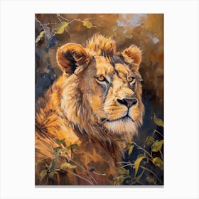 African Lion Symbolic Imagery Acrylic Painting 3 Canvas Print