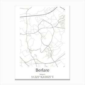 Berlare,Belgium Minimalist Map Canvas Print