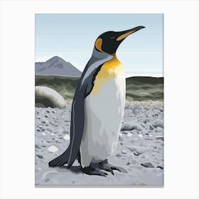 King Penguin Robben Island Minimalist Illustration 2 Canvas Print