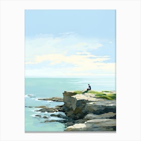 Man Sitting On A Cliff Canvas Print