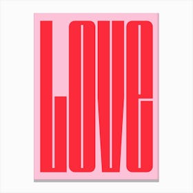 Pink And Red Typographic Love Canvas Print