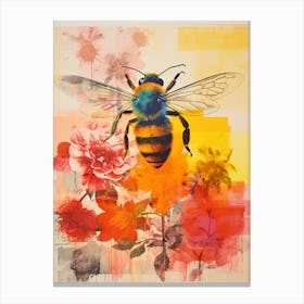 Floral Bees Screen Print Inspired 3 Canvas Print