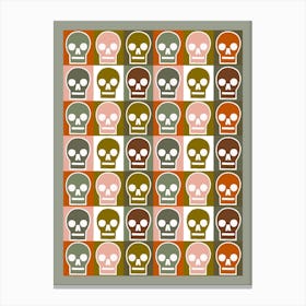 Skull Geometric Pattern in Autumn Fall Colours Canvas Print