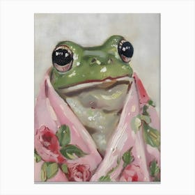 Frog In Pink Canvas Print