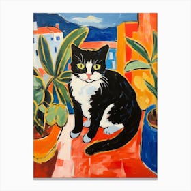 Painting Of A Cat In Sicily Italy 1 Canvas Print
