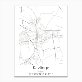 Kavlinge,Sweden Minimalist Map Canvas Print