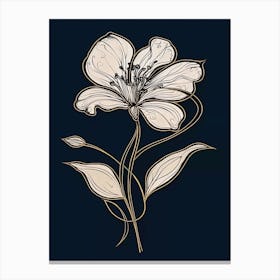 Lilies Line Art Flowers Illustration Neutral 1 Canvas Print