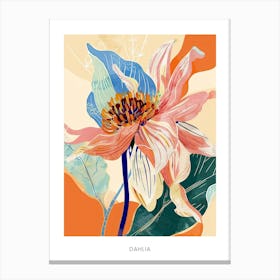 Colourful Flower Illustration Poster Dahlia 1 Canvas Print