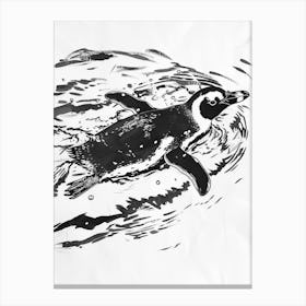 King Penguin Swimming 1 Canvas Print