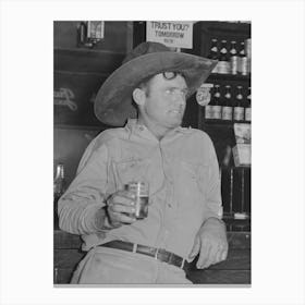 Cowboy Drinking Beer In Beer Parlor, Alpine, Texas By Russell Lee Canvas Print