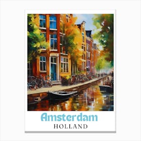 Netherlands Amsterdam, travel poster, wall art print, Amsterdam painting,26 Canvas Print