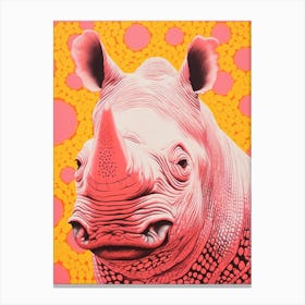 Pink Polka Dot Rhino 2 Canvas Print