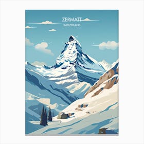 Poster Of Zermatt   Switzerland, Ski Resort Illustration 1 Canvas Print