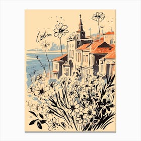 Lisbon Postcard Flowers Collage 1 Canvas Print