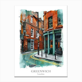 Greenwich London Borough   Street Watercolour 3 Poster Canvas Print