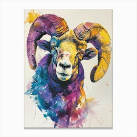 Ram Colourful Watercolour 1 Canvas Print