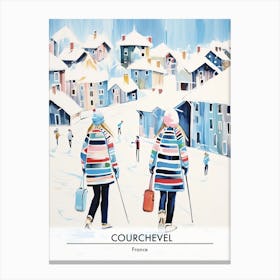 Courchevel   France, Ski Resort Poster Illustration 3 Canvas Print