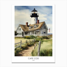Cape Cod 2 Watercolour Travel Poster Canvas Print
