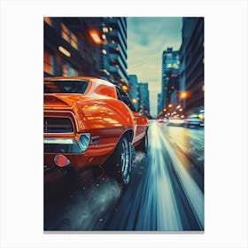 Chevrolet Camaro Speeding Through City Canvas Print